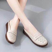 Women's Flat Closed Toe Sandals Hollow Out Shoes - Beige - View 5