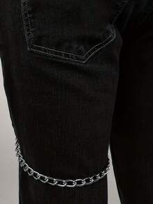 1pc Women'S Fashionable Cone Pendant Leg Chain With Adjustable Leg Strap & Silver Star-Shaped Chain Decoration - Black - View 4