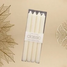 4pcs Ivory & Pure White Conical Candles, 20cm & 25cm, 8 Hours Burning Time, Smokeless, Dripless & Odorless, Suitable For Home Decor, Restaurant, Wedding And Party Candlestick Holder, Simple Box Packaging, Cost-Effective - Pearl Half Sleeve Buttons - View 1