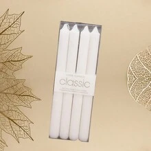 4pcs Ivory & Pure White Conical Candles, 20cm & 25cm, 8 Hours Burning Time, Smokeless, Dripless & Odorless, Suitable For Home Decor, Restaurant, Wedding And Party Candlestick Holder, Simple Box Packaging, Cost-Effective - Pearl Half Sleeve Buttons - View 2
