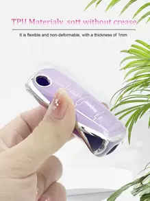 Luxury Purple Diamond Teddy Bear Keychain + Car Violet Anti-Drop Key Cover, Suitable For Vw/Passat/Teana/Sagitar/Superb/Douqi Yakkie/C-Trek/Xinrui Special Use