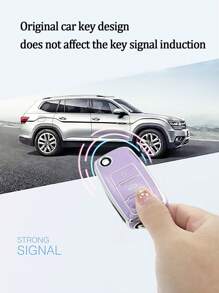 Luxury Purple Diamond Teddy Bear Keychain + Car Violet Anti-Drop Key Cover, Suitable For Vw/Passat/Teana/Sagitar/Superb/Douqi Yakkie/C-Trek/Xinrui Special Use