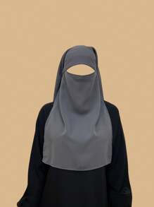 1 件女式柔軟平紋面紗奈達雪紡和絲綢混紡超長圍巾髮帶 - 灰色 - 查看 5