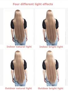 一米金色自然長直假髮劉海合成假髮 - 金色 - 查看 8