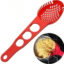 1pc Multifunctional Nylon Spaghetti Server With Spaghetti Measure Tool, Non-Stick Pasta Fork And Food Strainer For Kitchen Dishwasher, Large Size - Red - View 3