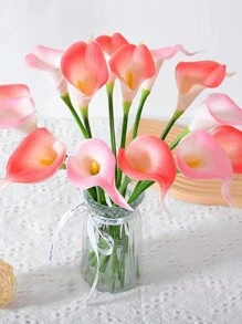 1pc Miniature Pu Calla Lily Artificial Flower For Home Decoration, Photography Prop - Pink - View 1