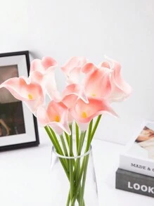 1pc Miniature Pu Calla Lily Artificial Flower For Home Decoration, Photography Prop - Pink - View 3