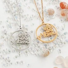 1pc Korean Style Stainless Steel Hollow Out Flower Design Chic Pendant Necklace - Perfect Mother's Day Gift For Women's Daily Wear - Dd-001 Little Flower - View 1