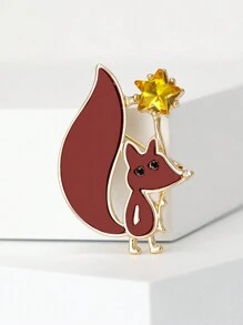 1 件可愛琺瑯狐狸造型胸針適合女士日常佩戴 - 狐狸 - 查看 2