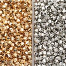 400 件 4 毫米菱形 Ccb 珠子、200 件白色珠子、200 件双色 K 和 Kc 金珠子、不对称珠子，适用于 DIY 珠宝制作材料 - 白K,KC金各200顆 - 查看 1