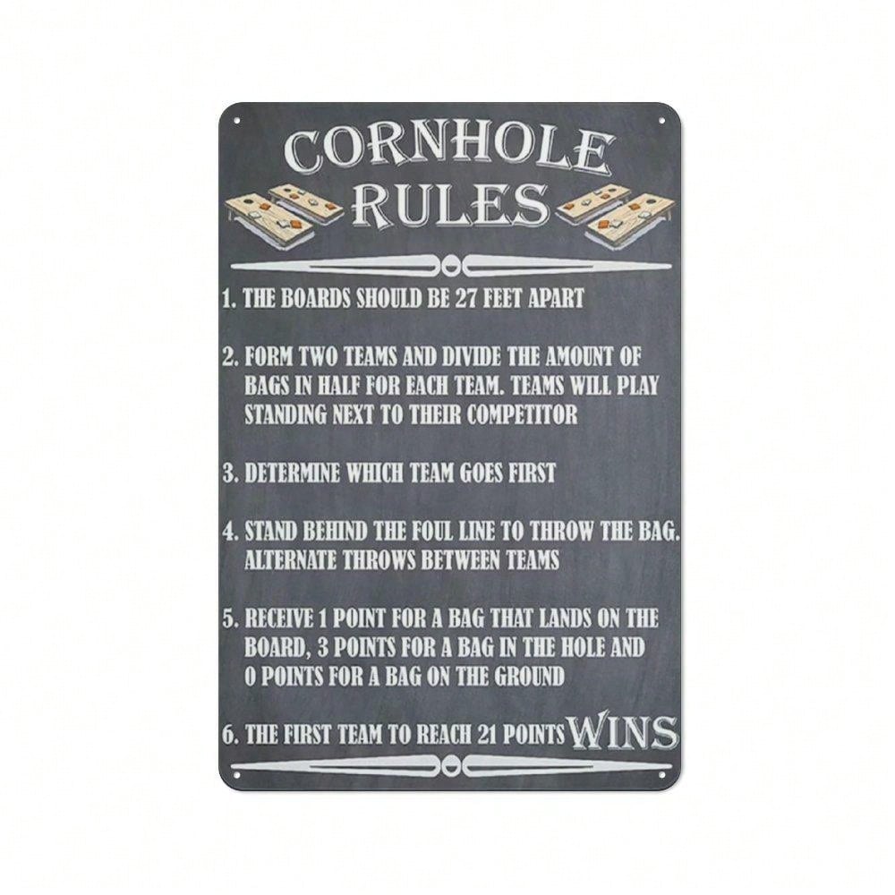 1pc Aluminum Sign Funny Cornhole Rules, Bean Bag Toss Game, Cornhole