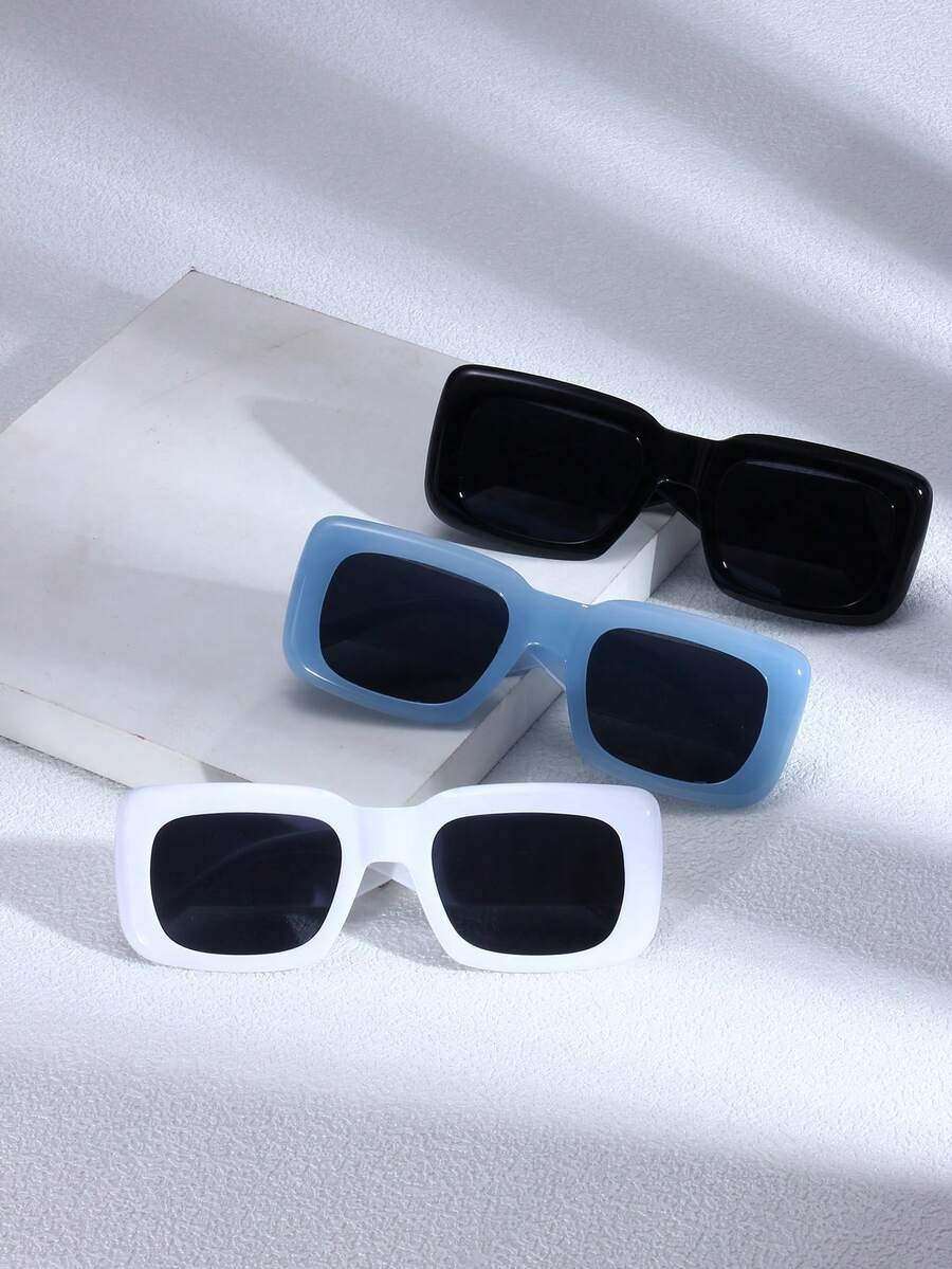 1pc Women's In Style Square Frame Fashion Glasses, Versatile And Suitable For Traveling - Grey - View 1