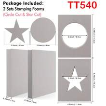 2/4 Piezas Bloques De Estampado De Espuma Reutilizable Con Formas Pequeñas / Grandes / De Corazón / Circulares / De Estrella - Gris - Ver 8