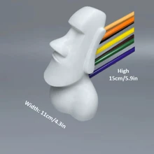 1pc Moai Shaped Pen Holder, 3d Printing, Desktop Pencil Organizing Tool, Ideal Gift For Students - White - View 2