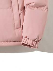 男士加厚拉链立领运动棉服外套 - 粉色 - 查看 5