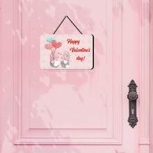 1pc Valentine'S Day Wooden Heart Pendant Decoration, Perfect For Romantic Dinner, Bar, Bedroom, Party, Festival And Gift Giving (Comes With A Rope) - Pink - View 8