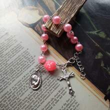 1pc Personalized Vintage Bible And Cross Charm Prayer And Faith Faux Pearl Bracelet For Women, Jewelry Gift For Children Or Friends - Multicolor - View 5