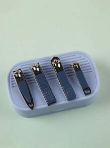 14pcs/Set Multifunctional Nail Clipper Set With Eyebrow Trimmer, Earpick, Portable Storage - Mauve Purple - View 7