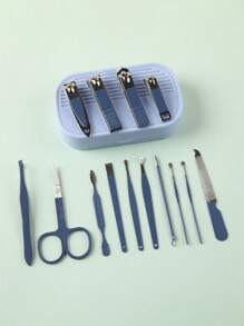 14pcs/Set Multifunctional Nail Clipper Set With Eyebrow Trimmer, Earpick, Portable Storage - Mauve Purple - View 4