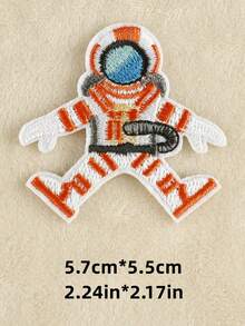 2入組卡通太空人刺繡布補丁,適用於diy衣服、褲子、帽子、包包、鞋子、手機殼的裝飾貼,熱熔貼上製作用品 - 彩色 - 查看 2