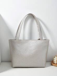 女款購物和日常使用的手提袋套裝 - 銀色 - 查看 3