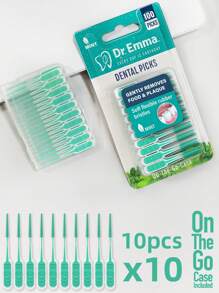 Dr.Emma 艾玛博士 100 支/包 薄荷牙签 牙签 口腔护理，一次性用于牙齿清洁，牙签，客厅家居卧室浴室家居装饰，旅行用品，婚礼，派对，生日，送给男士妈妈爸爸朋友的礼物，新年，配饰，有趣的礼物 - 薄荷藍 - 查看 9