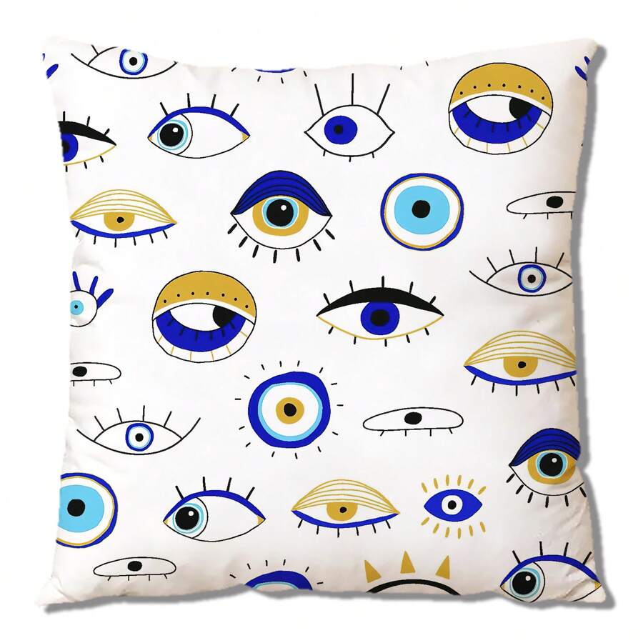1pc Eye Design 45*45cm/17.7*17.7inch Digital Printing Polyester Decorative Home Throw Pillow Cover With Concealed Zipper, Suitable For Living Room, Bedroom, Dining Room, Sofa. Pillow Inner Is Not Included - Multicolor - View 1