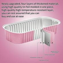 Mini  Aluminum Foil Loaf Pans With Lids 6.8oz 100pcs Rectangular Baking Containers Kitchen  Stuff Muffin Baking Pan Cake Pan/Lid Muffin Liners, Desserts Flans, Custard Cake Pudding Jello Cups For Christmas  Baking Cakes, Breads , Cookies,Party Food Display,Mother's Day - 粉色 - 查看 6