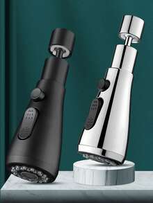 1入通用360度旋轉廚房水龍頭擴展器,附有防濺水設計的水槽,配備停水開關和外部接頭 - 黑色 - 查看 6