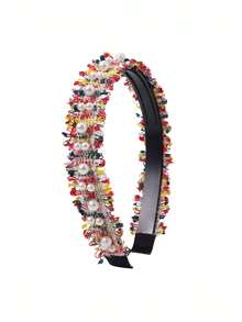 1pc Double-Row Pearl Headband With Elegant And Stylish Design, Ideal For Birthdays, , And Hair Accessory Gifts - Multicolor - View 2