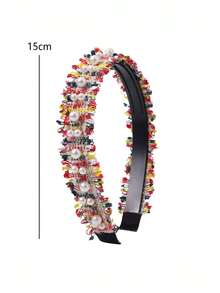 1pc Double-Row Pearl Headband With Elegant And Stylish Design, Ideal For Birthdays, , And Hair Accessory Gifts - Multicolor - View 3