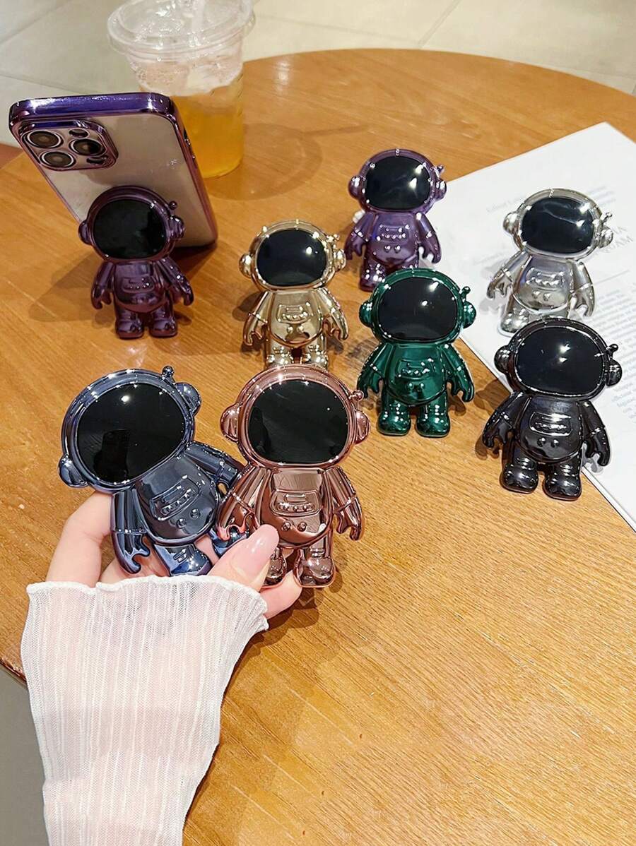 1pc Full-Electroplated Astronaut Shaped 3d Cartoon Desktop Phone Holder For All Phones - Multicolor - View 1