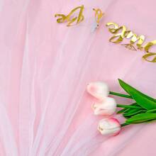 1 件裝新娘裝飾頭帶,附面紗、肩帶和皇冠形髮夾,適用於新娘送禮會派對用品、照片道具 - 金色 - 查看 5