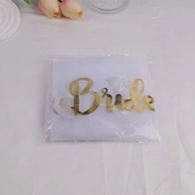 1 件裝新娘裝飾頭帶,附面紗、肩帶和皇冠形髮夾,適用於新娘送禮會派對用品、照片道具 - 金色 - 查看 8