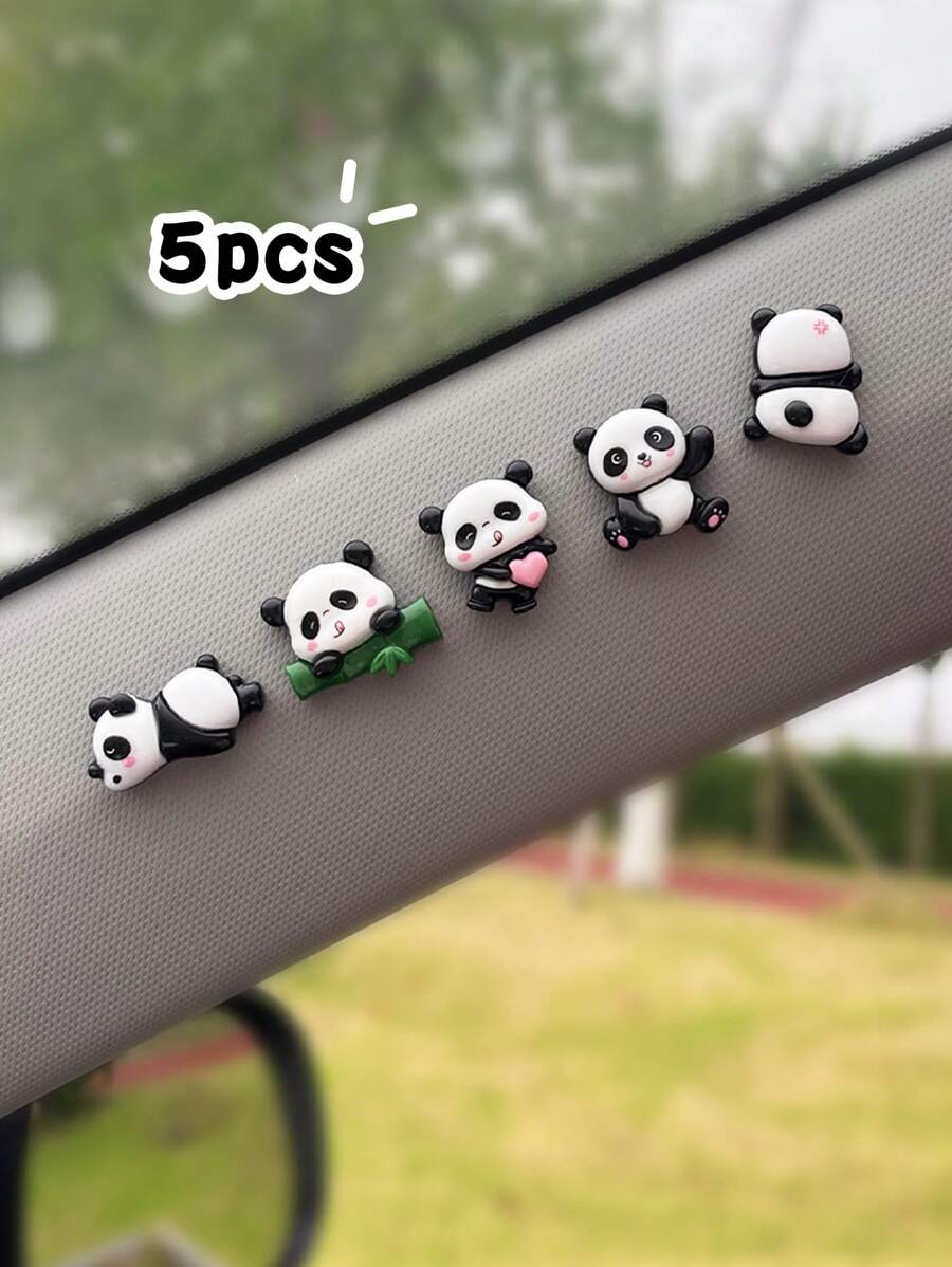 5入組熊貓形狀汽車貼紙 - 彩色 - 查看 1