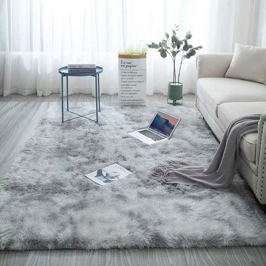 Area Rugs Large Living Room Rug Soft Bedroom Carpet Anti Slip Fluffy Rugs Shaggy Indoor Nursery Kids Rug Mat Soft Floor Mat Furry Plush Rug For Home Decor - Gray white - View 1