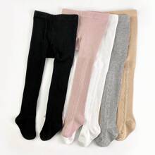 1pc/2pairs/Set Children's Basic Leggings Girls' Spring/Autumn Jumpsuit Tights, Summer Section Toddler Simple Style Thin Tights For Girls, Baby Toddler Leggings Socks - Black - View 3