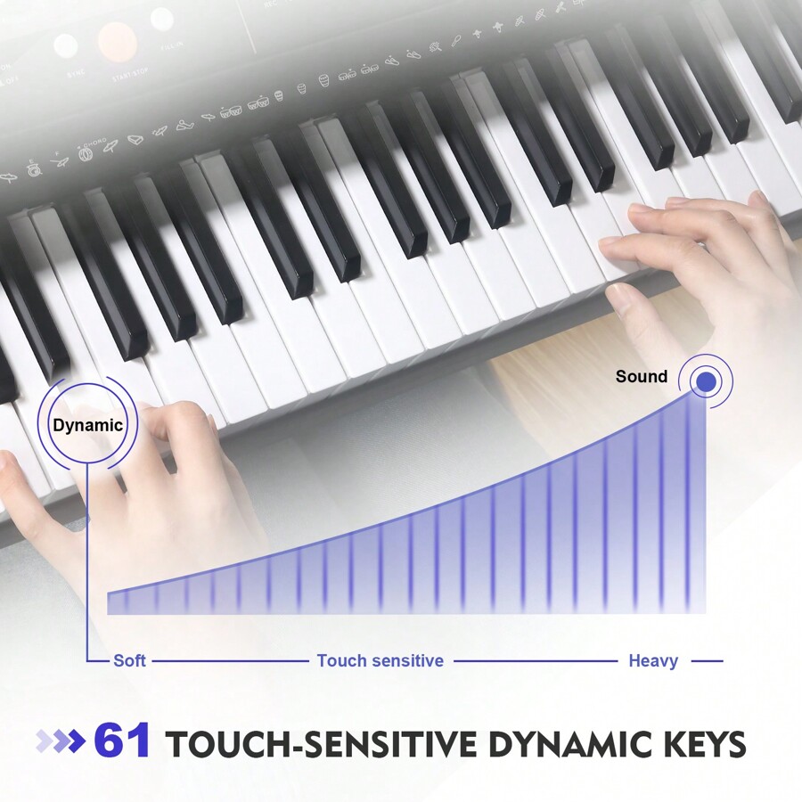 MUSTAR 61 Key Piano Keyboard, Touch Sensitive Keyboard Piano For
