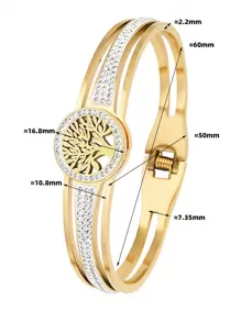 1pc Popular Stainless Steel Vacuum Plating Tree Of Life Bracelet, Simple And Versatile High-End Luxury, Exquisite And Creative, Ideal For Daily, Valentine's Day And New Year Gift,Mom,Mother,Mother's Day,Gift