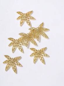 6pcs Alloy Leaves Shaped Diy Jewelry Making Parts (Earring, Necklace, Bracelet) - Gold - View 5