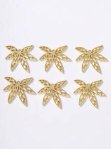 6pcs Alloy Leaves Shaped Diy Jewelry Making Parts (Earring, Necklace, Bracelet) - Gold - View 4