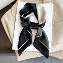 新款時尚女士絲質圍巾,頸巾,仿真絲,溫暖保暖頸部,披巾,裝飾發帶 - 1入裝 - 彩色 - 查看 4