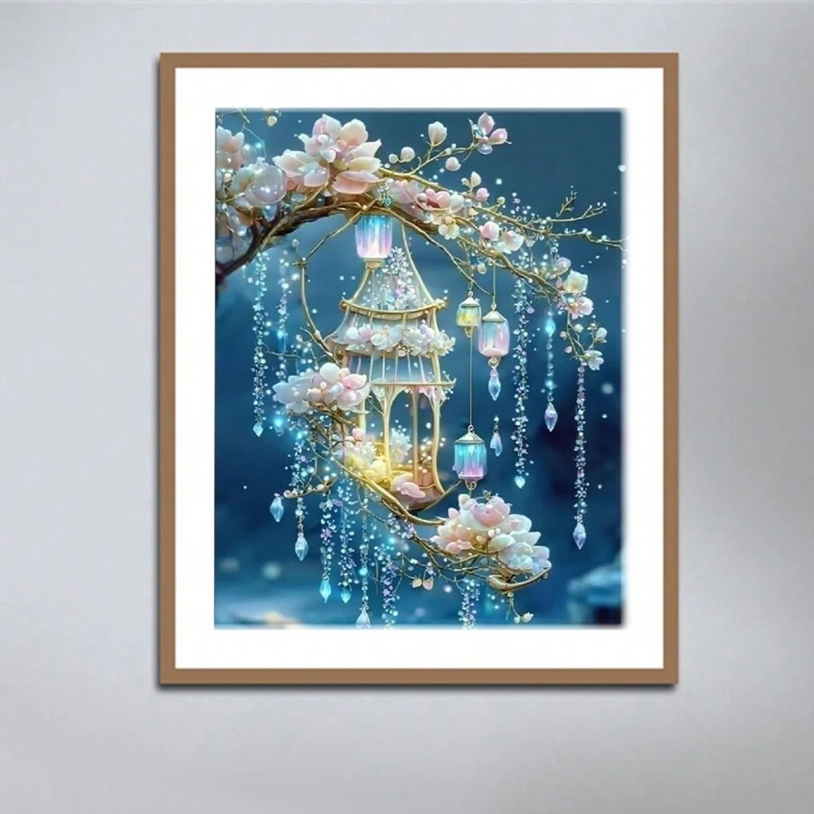 1 件全圓鑽石繪畫套件光花家居裝飾鑽石馬賽克景觀牆藝術