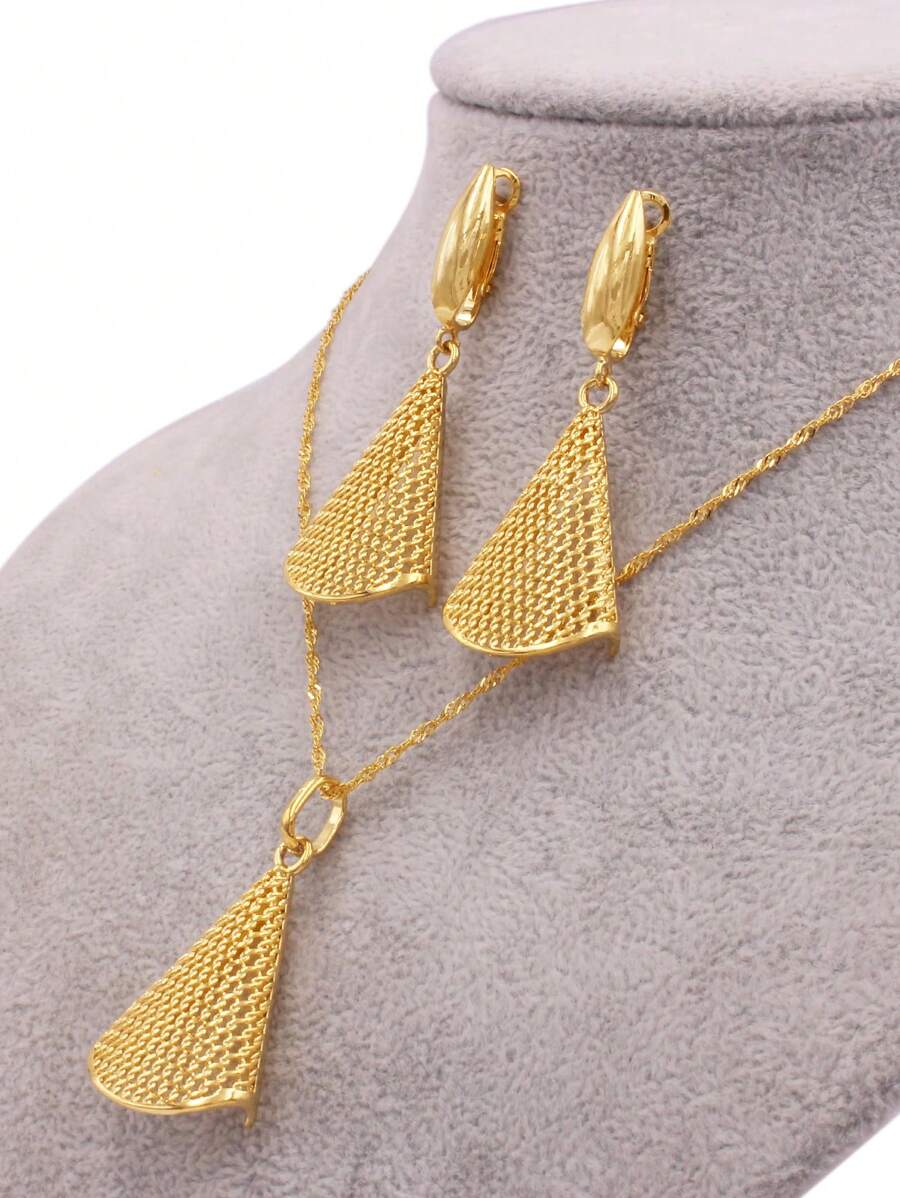 Dubai New Luxury Gold Color Jewelry Sets For Women  Bridal Necklace Earrings African Wedding Gifts Jewellery Set - Gold - View 1