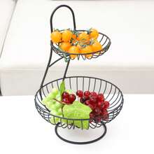 1pc 2层铁艺水果篮，欧式零食水果盘，创意现代客厅家用多层水果篮，北欧INS水果盘，客厅装饰收纳水果盘