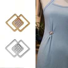 3pcs Gold-Tone Fashionable Geometric Women's Brooch Waist Pin Set, Adaptable Chest Jewelry Set, Dress Waist Pin, Anti-Slip Brooch, Hidden Clasp Pin, Diy Clothing Decoration, Wedding Dress Decoration, Party Dress Decoration - Gold - View 6