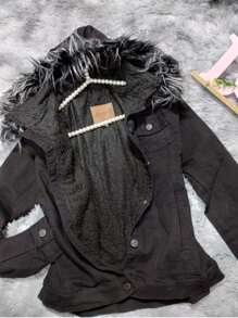 CHAMARRA JUVENIL CON FORRO DE BORREGA GORRO DESMONTABLE - Negro - Ver 3