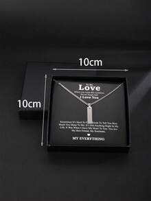 1條時尚簡約不鏽鋼矩形墜子項鍊,情侶禮物適用於女友、男友,營造浪漫和驚喜 - 銀色 - 查看 7