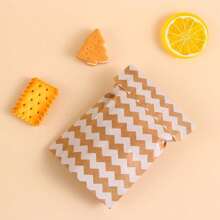 15CM*10CM 50pcs Wave Dot Kraft Paper Candy Biscuit Bags Packing Pouch Popcorn Bag Birthday Wrapping Supplies - Mocha Brown - View 3