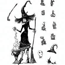 1入組萬聖節印章,用於diy拼貼卡片、紙張工藝、手工相冊手冊裝飾,2023新款印章 - 清除印章 - 查看 1